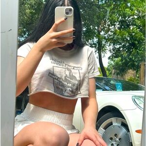 brandy melville half shirt // fits small or medium:) send me offers pls!!! :)